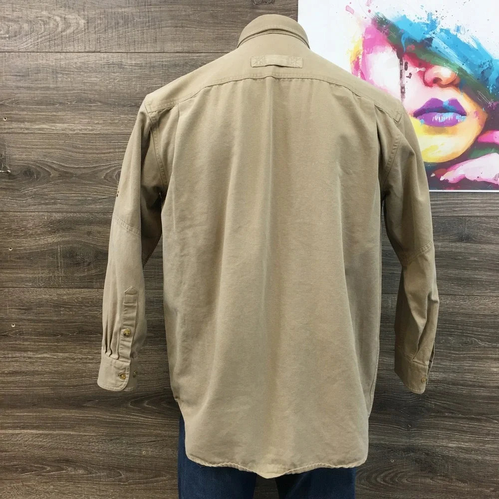 Orvis Button Down Shirt Safari Long Sleeve Outdoor Fishing Casual Mens L (SPOTS)